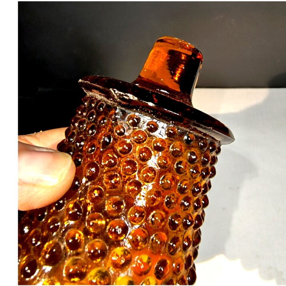1484.  Amber Hobnail Peg Candle Holder - Picture 4 of 5